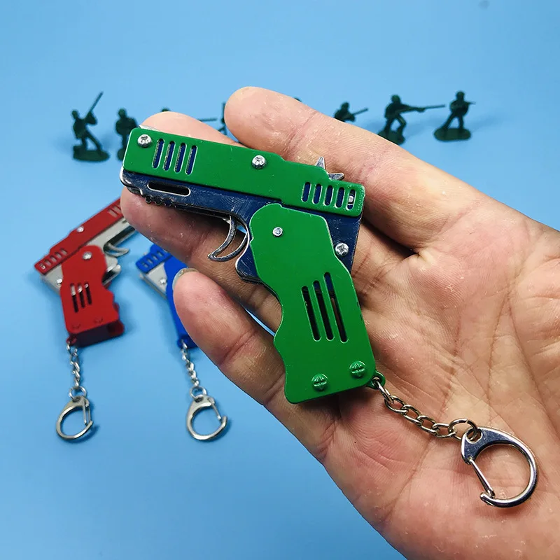 Rubber Band Gun Full Metal Folding Six Burst Toy