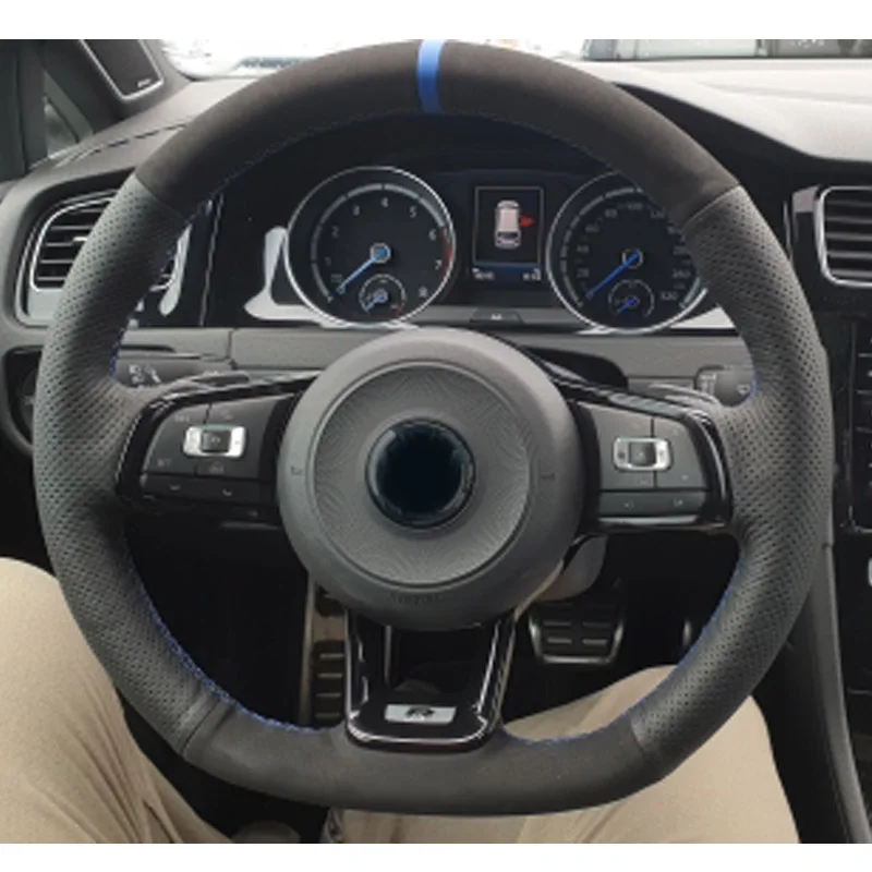Cardak Pelle Scamosciata Blu Marcatore Volante Auto Copertura Per Volkswagen Golf 7 Gti Golf R Mk7 Vw Polo Gti Scirocco 2015 2016