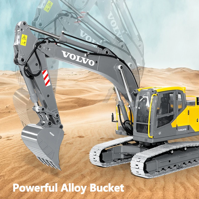1:14 Full Metal RC Excavator Independent Joint Control Infinite Rotation Cab Openable Doors Alloy Bucket 100M Range Truck Model 3