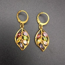  HuiSept Earrings 925 Silver Jewelry with Zircon Gemstone Drop Earrings Accessories for Female Wedding Gifts Wholesale Gold&nbsp;Color 