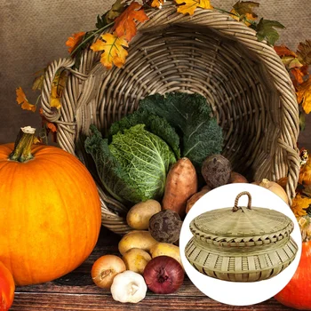 

1pc Handmade Storage Container Multifunction Furnishings Creative Egg Holder Handmade Bamboo Basket Hand-woven Storage Basket fo