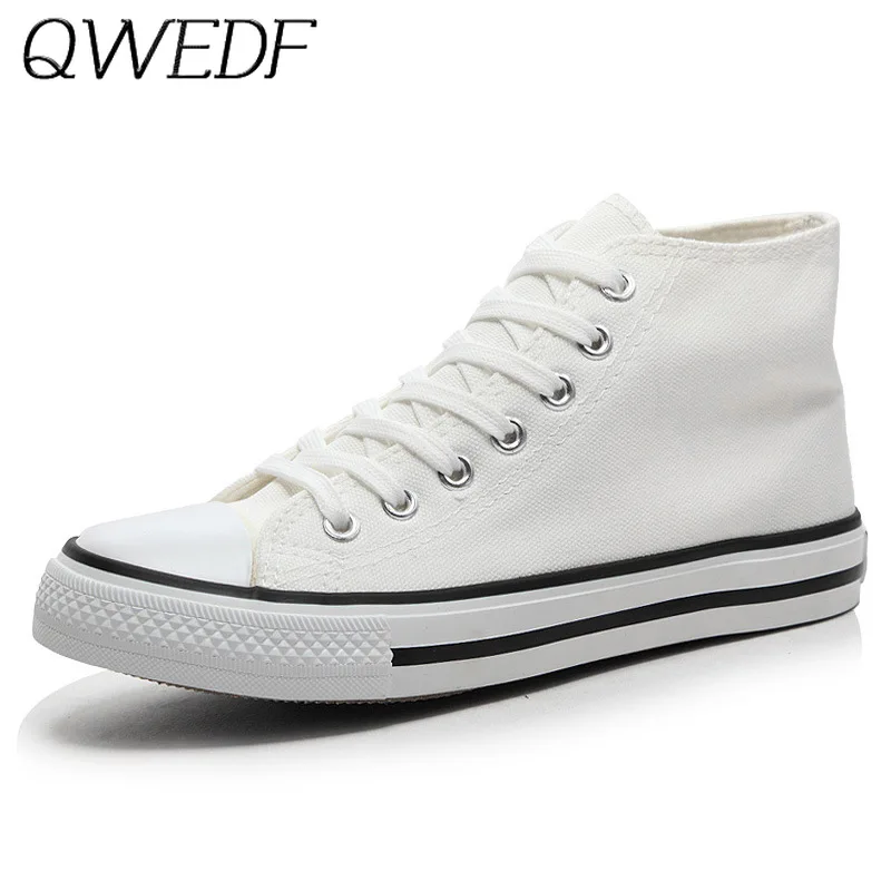 QWEDF/Вулканизированная Повседневная летняя обувь на плоской подошве; женская и мужская прогулочная парусиновая обувь унисекс на шнуровке; высокие белые кроссовки; женские MJ-88