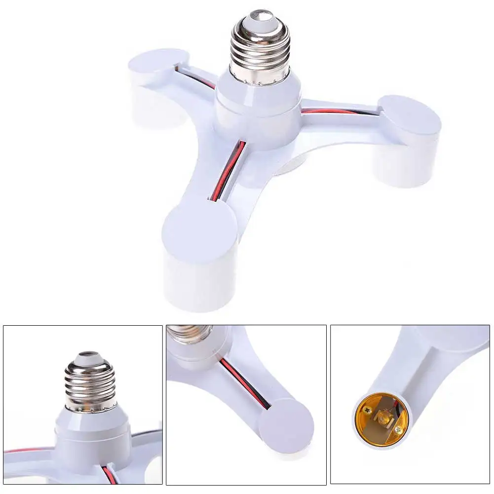 

Lamp Socket 3 in 1 Base Socket Splitter LED Light Lamp Bulb Adapter Holder for E27 to 3E27 SEP99