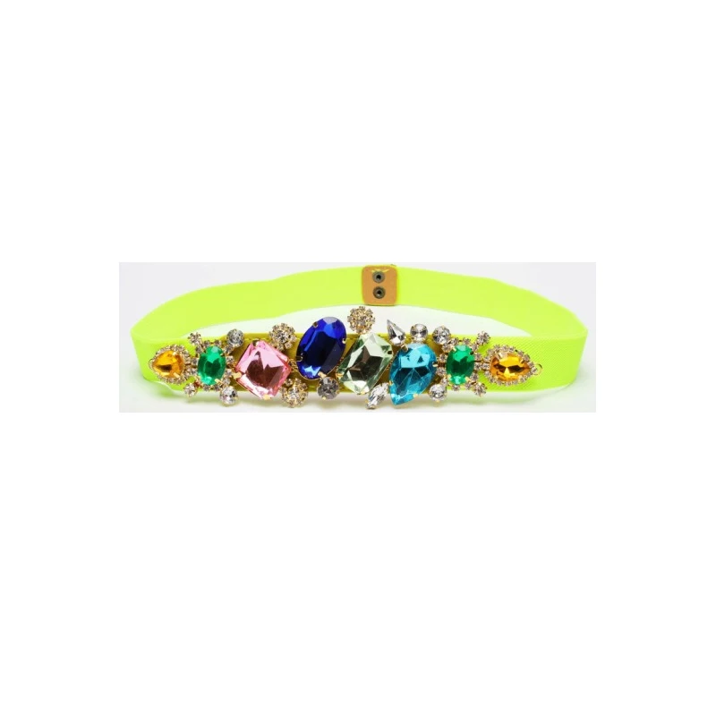 Neon Yellow Модный Цветной Кристальный эластичный пояс женский брендовый эластичный пояс женский широкий пояс для женщин аксессуары для платьев SW58 - Цвет: Neon Yellow