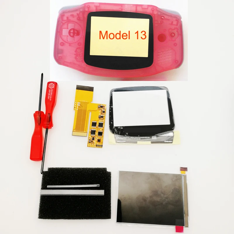 Clear pink DIY ips GBA ЖК-экран 10 уровней высокой яркости подсветки для kingd Gameboy Advance консоль V2 версия с предварительно вырезанным корпусом - Цвет: Clear pink