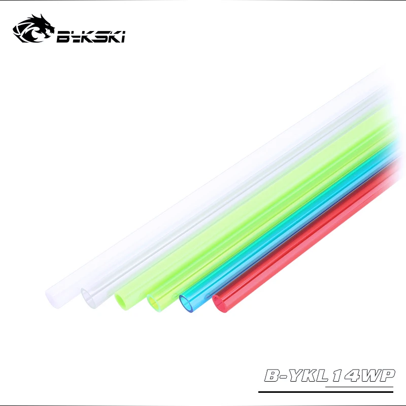 

Bykski 2pcs/Lots Water Cooling Tube PMMA PETG Hard Tube OD14mm + 2mm Thickness + 50cm Length Transparent Red Blue Rigid Pipe