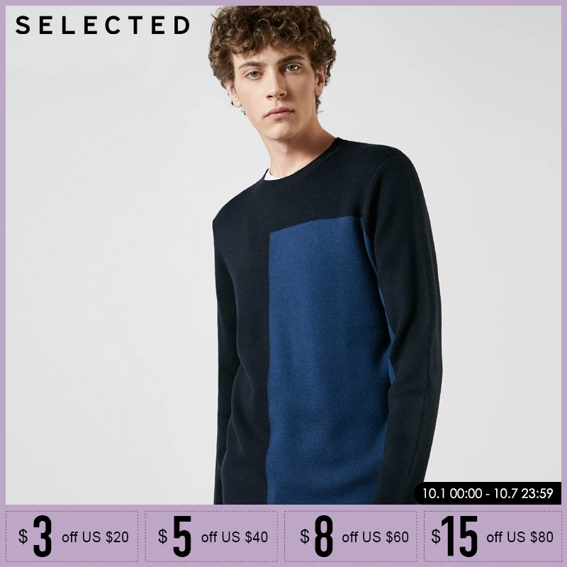 

SELECTED Mens Stitching Colour Knitted Sweater | 418424529