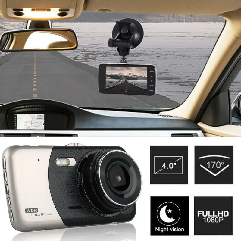Новый золотой двойной видеорегистратор 4 ''HD 1080P объектив Автомобильный
