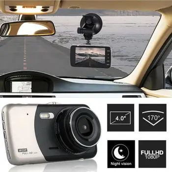 

New Gold Dual Dash Cam 4'' HD 1080P Dual Lens Car DVR Front and Rear Camera Video Dash Cam Recorder 170 Degree Dash Cam