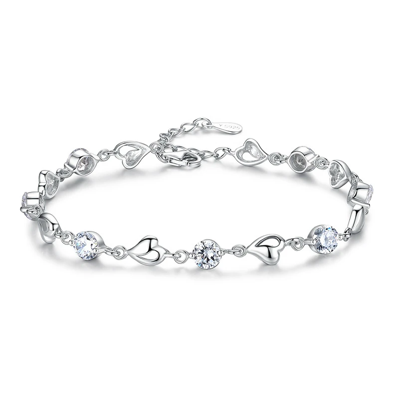 

Fashion 925 Sterling Silver Bracelet Cubic Zircon with Swarovski Crystal Bracelets Hand Chain Female Women Engagement Jewelry