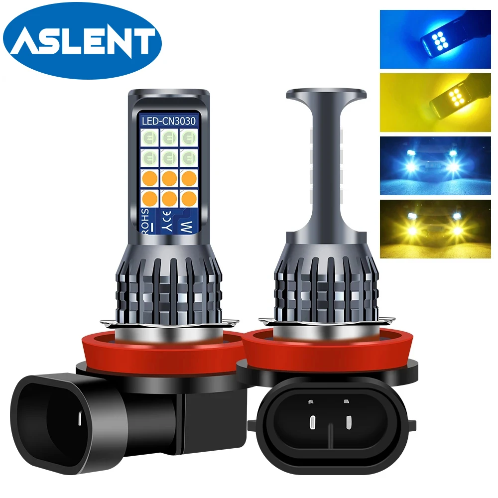 

2Pcs Dual-mode Dual-color H11 H8 LED Yellow White Led Fog Lights H16JP LED Bulb Car Driving Lamp for BMW Toyota Skoda Ford Lada