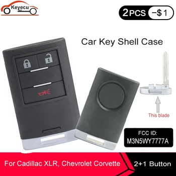 

KEYECU 10 Pcs Replacement Remote Car Key Shell Case Fob 2+1 Button for Cadillac XLR, Chevrolet Corvette M3N5WY7777A B106 Blade