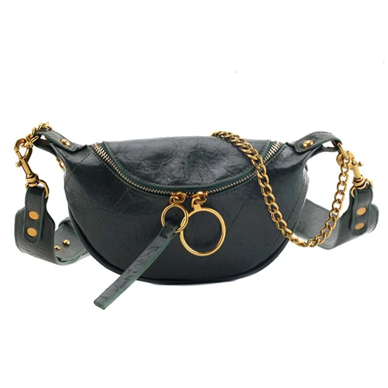 Fashion Quality Leather Small Bags For Women New Chain Shoulder Messenger Bag Simple Waist Pack Lady Handbags And Purses