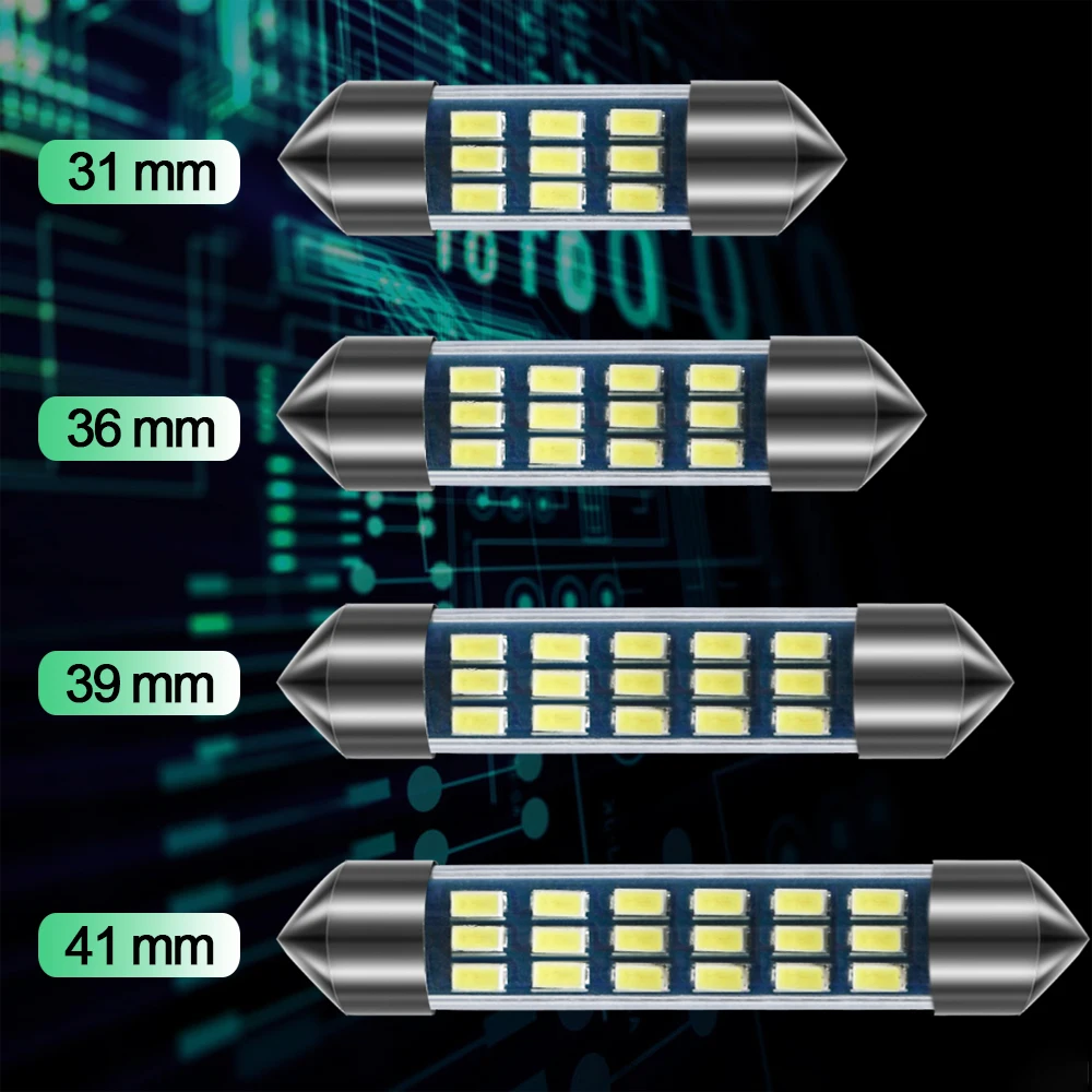 100 шт./лот C5W C10W 3014SMD автомобильная лампа гирлянда Интерьер Чтение номерного знака Потолочные плафоны 31 36-39-41 мм авто лампы,, 12V