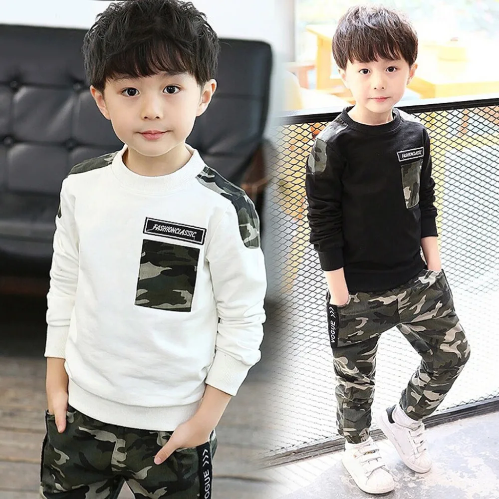 Details about   Children Kids Baby Boys Letter Tracksuit Camouflage Tops Pants 2PCS Outfits Set 