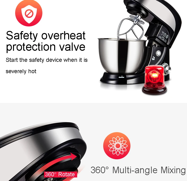 JIQI 4L נירוסטה קערת חשמלי מזון Stand מיקסר שף מילקשייק מקצף שמנת ביצת Whisk בלנדר עוגת בצק לישה