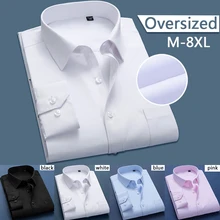 8XL белая мягкая рубашка, набор, больше размера d, мужская деловая повседневная плюс деловая рубашка, большой размер, рубашка с длинными рукавами, хлопок