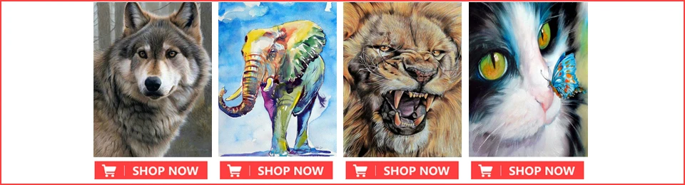 5D DIY Diamond Painting Fantasy Animals Wolf Lion Tiger Cross Stitch Kit Full Drill Square Embroidery Mosaic Art Picture Decor 5D DIY Diamond Painting hot