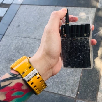 

Fashion Glitter Colorful Cigarette Box Flashing Transparent Crystal Smoke Case Magnet Automatic Glitter Ultra-thin Women Gifts