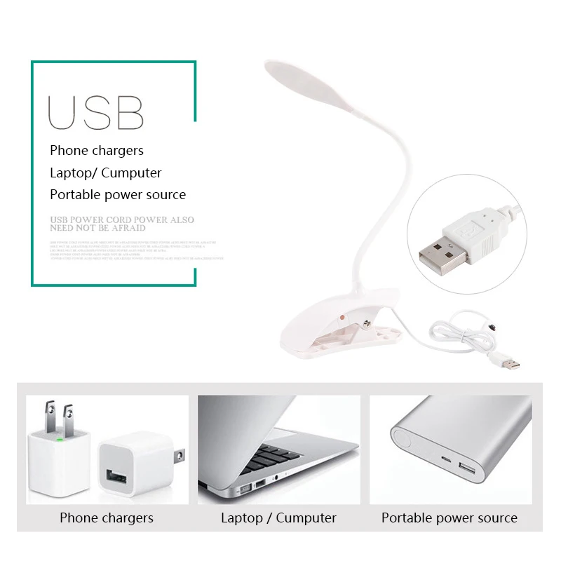 USB светодиодная настольная лампа для чтения и с зажимом обучения детей