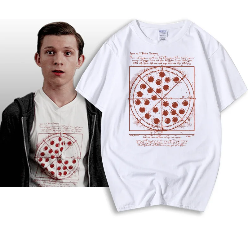 

The Avengers Spiderman Vitruvian Pizza T-Shirts Tom Holland Unisex Summer Cotton Casual Tees Tops Funny Cosplay Costumes