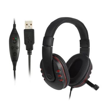 

USB Wired Headband Headphone Noise Canceling Stereo Earphone with Microphone 2M Cable for PS3 / PS4 PC Gaming Headset