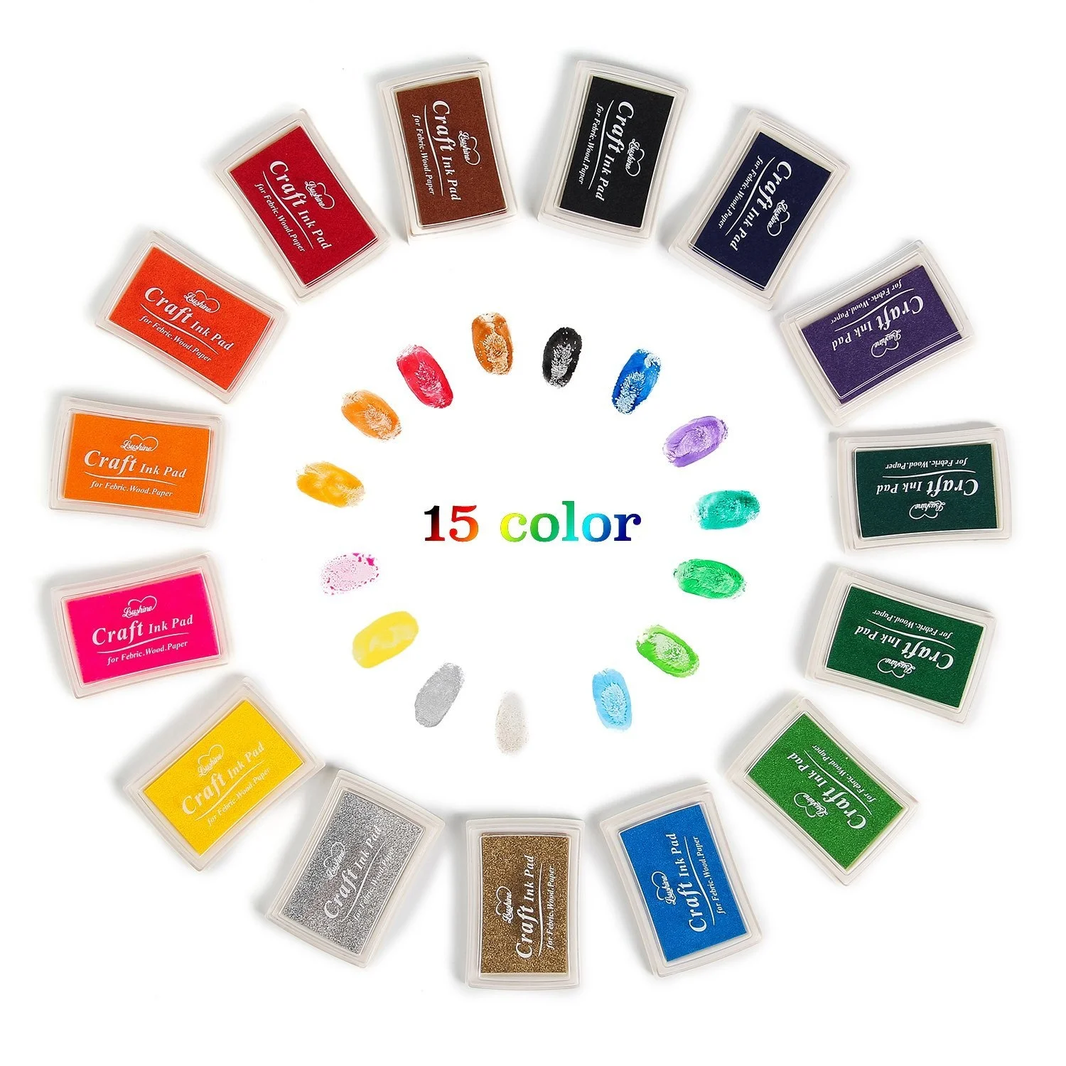 Craft Ink Pad Stamps Partner Diy Color,15 Color Craft Ink Pad for Stamps, Paper, Wood Fabric (15 Pack)