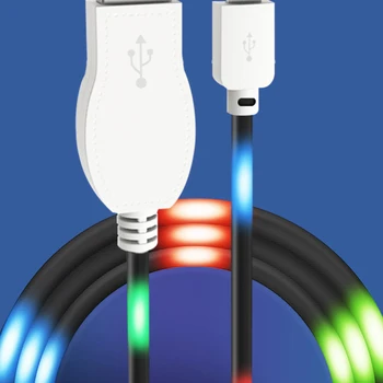 

Volume Control LED Flash Light Cable Creative Flashing Beat Data Line USB Charging Cable for Type C Mobile Phone