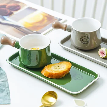 

Ceramic Handle Shank Bow Breakfast Set One People Use Dinner Set Oatmeal Noodle Bowl Dessert Plate