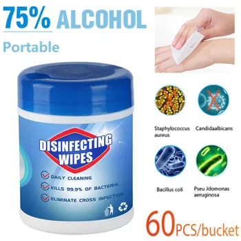

3PCS Disinfection Wipes 60 Sheets Bag Portable 75% Alcohol Wipes 5ML Baby Wet Wipes Lid Portable Child wipe