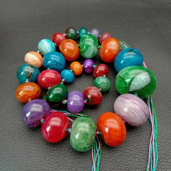 

12-30mm mixed Color dragon vein Stone rondelle Graduate polishing raw 18.5"