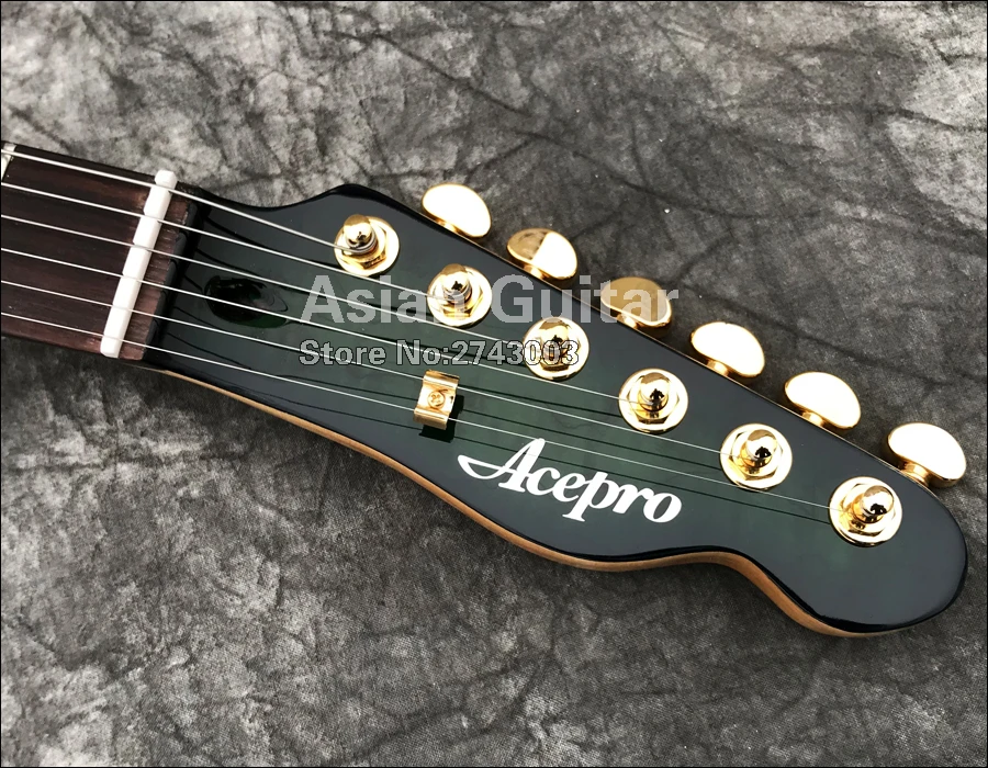 ACEPRO Электрический Гитары с Spalted клена Tesla черный VR P90 золото Гровер тюнеры ушка