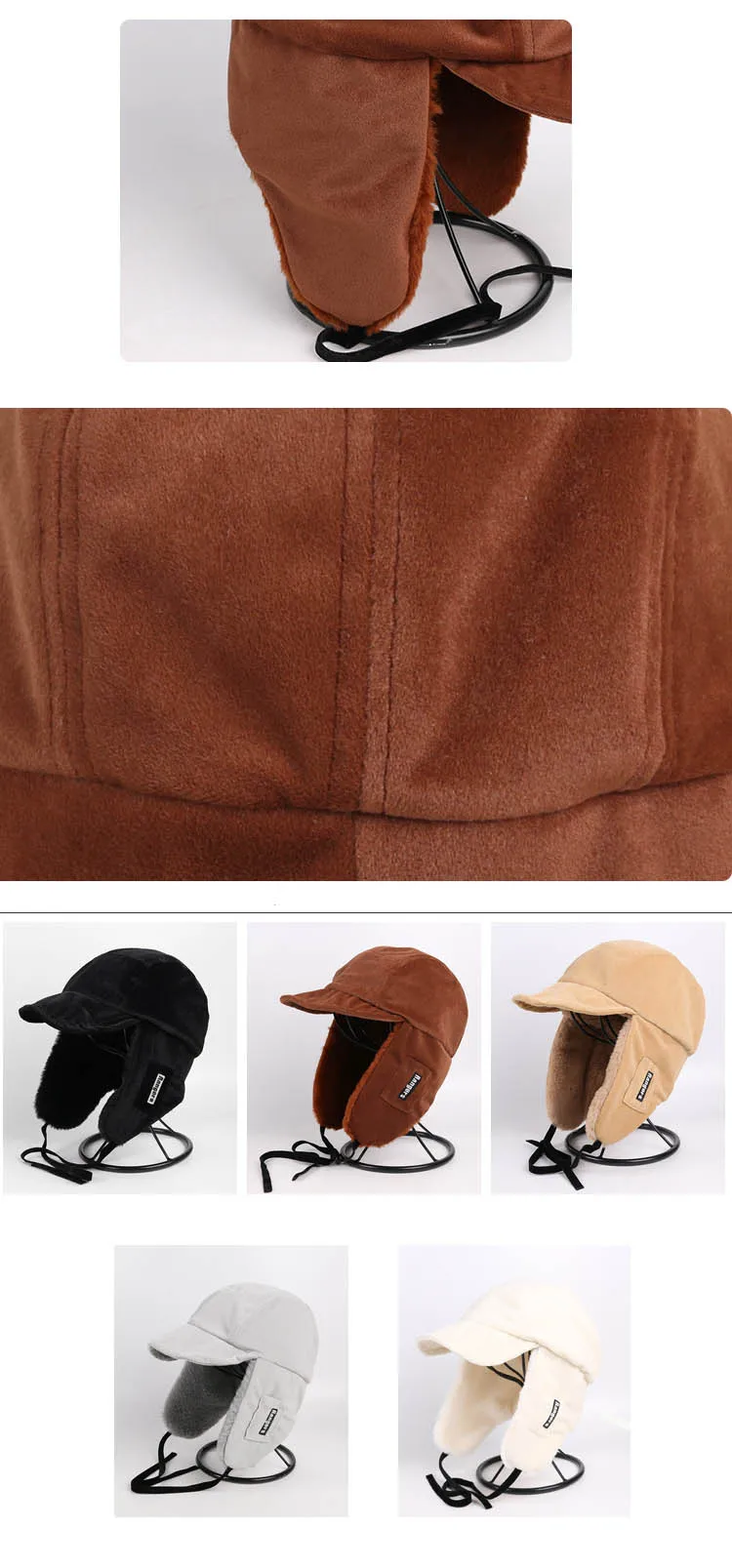 sheepskin bomber hat New Bomber Hats For Women Cold Proof Warm Retention Ear Protection Baseball Cap Men Suede Plush Soft Warm Winter Hat fur bomber hat mens