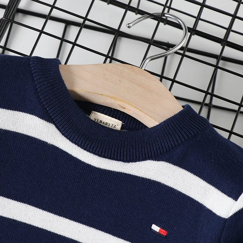 

Boys' Sweater Pullover 2019 Autumn And Winter New Style Children Sweater Cotton Knitwear Korean-style Stripes Baby Sweater Tops
