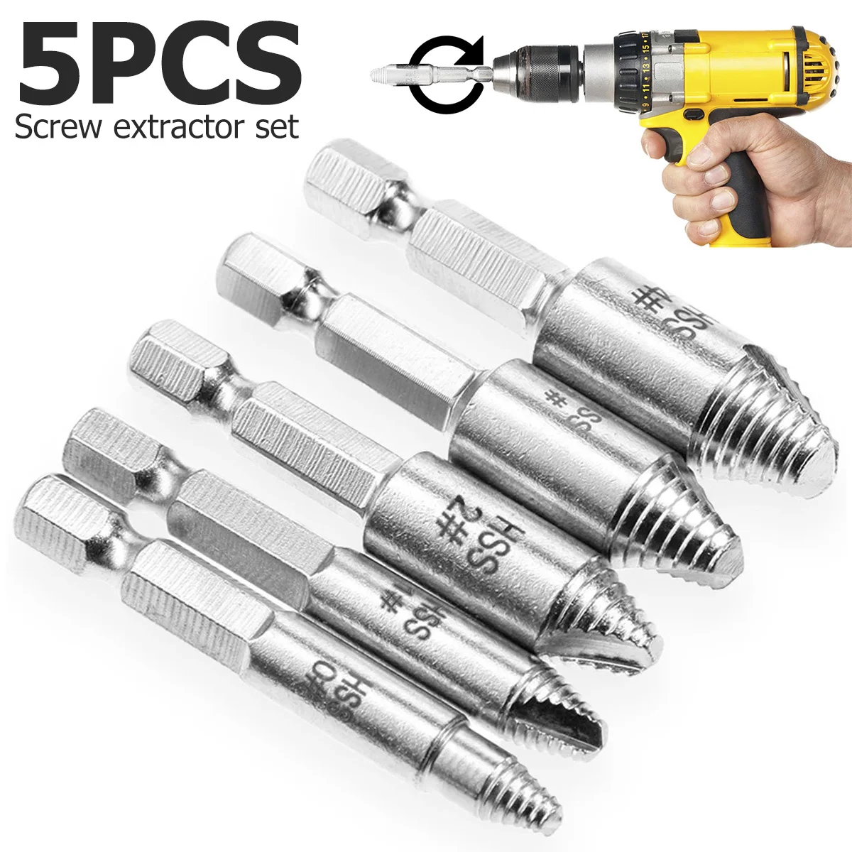 5Pcs Damaged Screw Extractor Drill Bit Double Side Drill Out Broken
