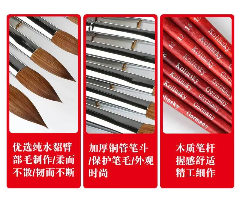 Manufacturers Supply New 100 Kolinsky Nail Brush Mink Hair Manicure Brush Crystal Pen Carving Pen #12#14 #16