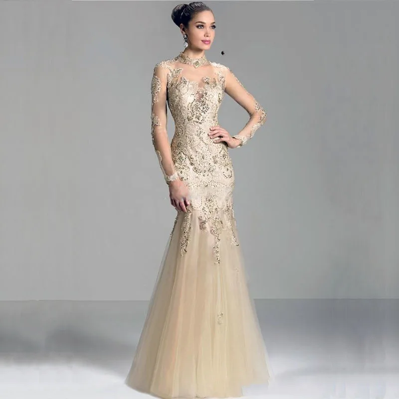 

MANSA 2016 Modest Mermaid Mother Of The Bride Dresses With Sleeves Appliques Long Lace Mother Bride Dress For Weddings