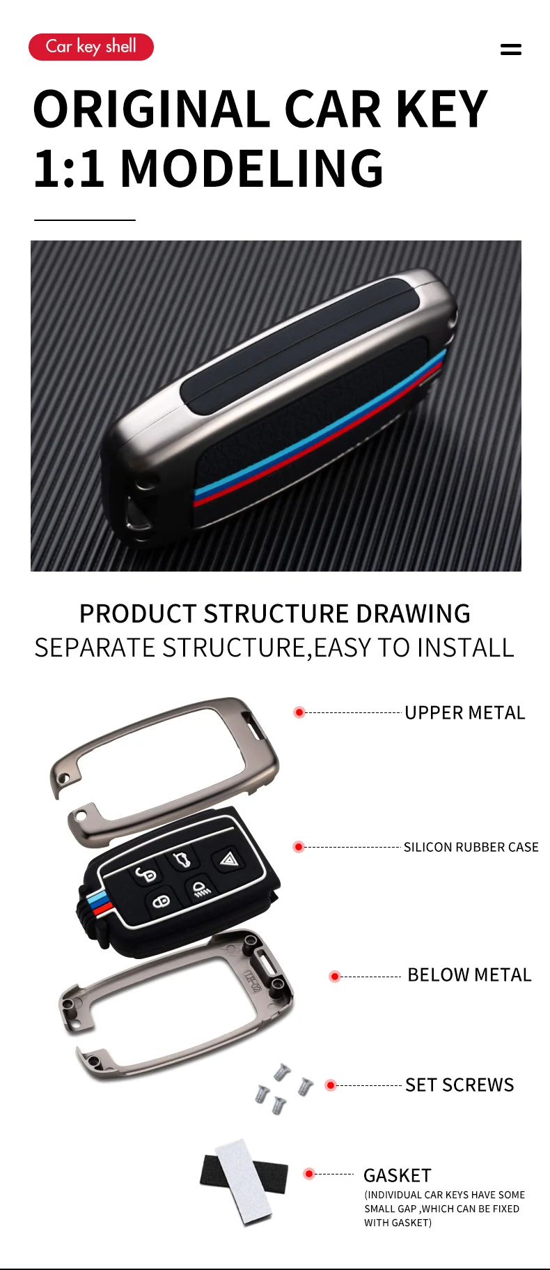 Metal Car Smart Key Case Cover Shell Fob For Land Rover Range Rover Evoque Sport Discovery Freelander For Jaguar XF XE A9 X8 XJ - H1bffc2fe60304e4784f7cbb2bcae7dccW