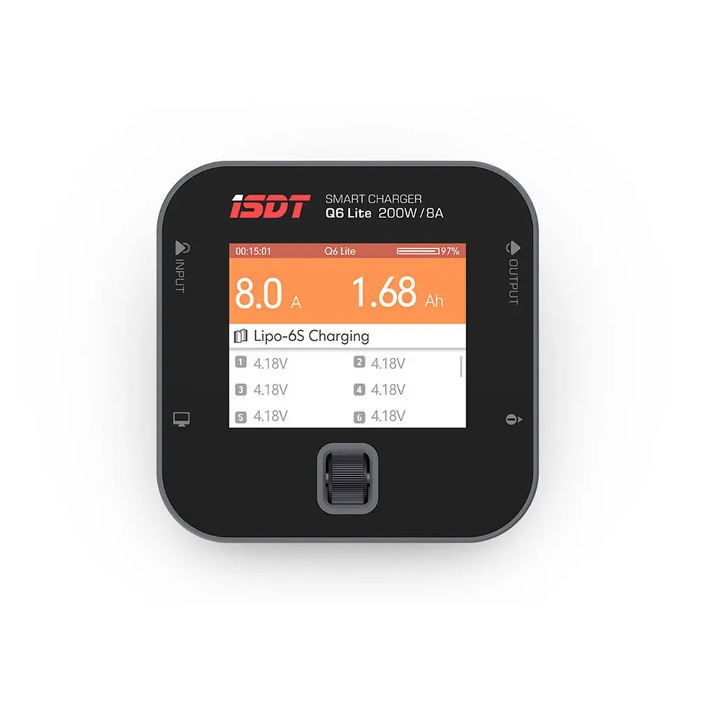 

ISDT Q6 Lite 200W 8A Mini Pocket Digital Smart Battery Balance Charger with LCD Display for 2S-6S Lipo Battery