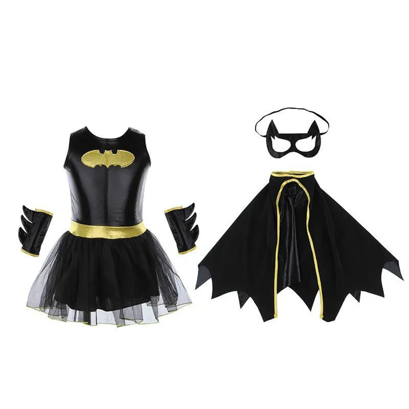 Костюм супергероя из фильма «Бэтмен» Детское платье с маской для девочек костюм Бэтмена комплекты одежды супергероя вечерние праздничные костюмы