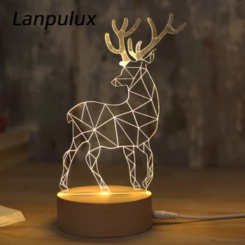 

Lanpulux 3D Animal Table Lamp Deer Cat Dog Wolf Glass USB Charging Night Light Home Bedroom Decoration Light Fixtures Girl Gifts
