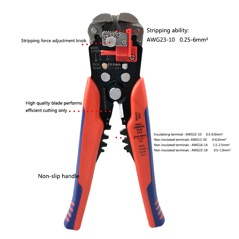 Crimping tool Wire Strip/Cut/Crimp Plier Terminal Connect Ratcheting For Electri 