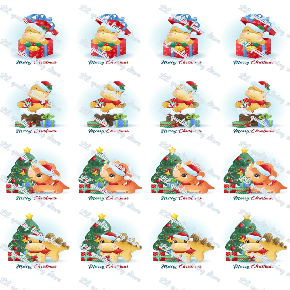 

WL Christmas Cartoon Dinosaur Grosgrain Ribbon/Satin 25mm Diy Hair Accessories Handmade Material Collar Party Decoration Gift