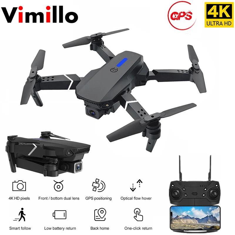 Vimillo E525/ E525S 5G GPS WIFi FPV Дрон с камерой HD 4K одним нажатием назад мини Радиоуправляемый