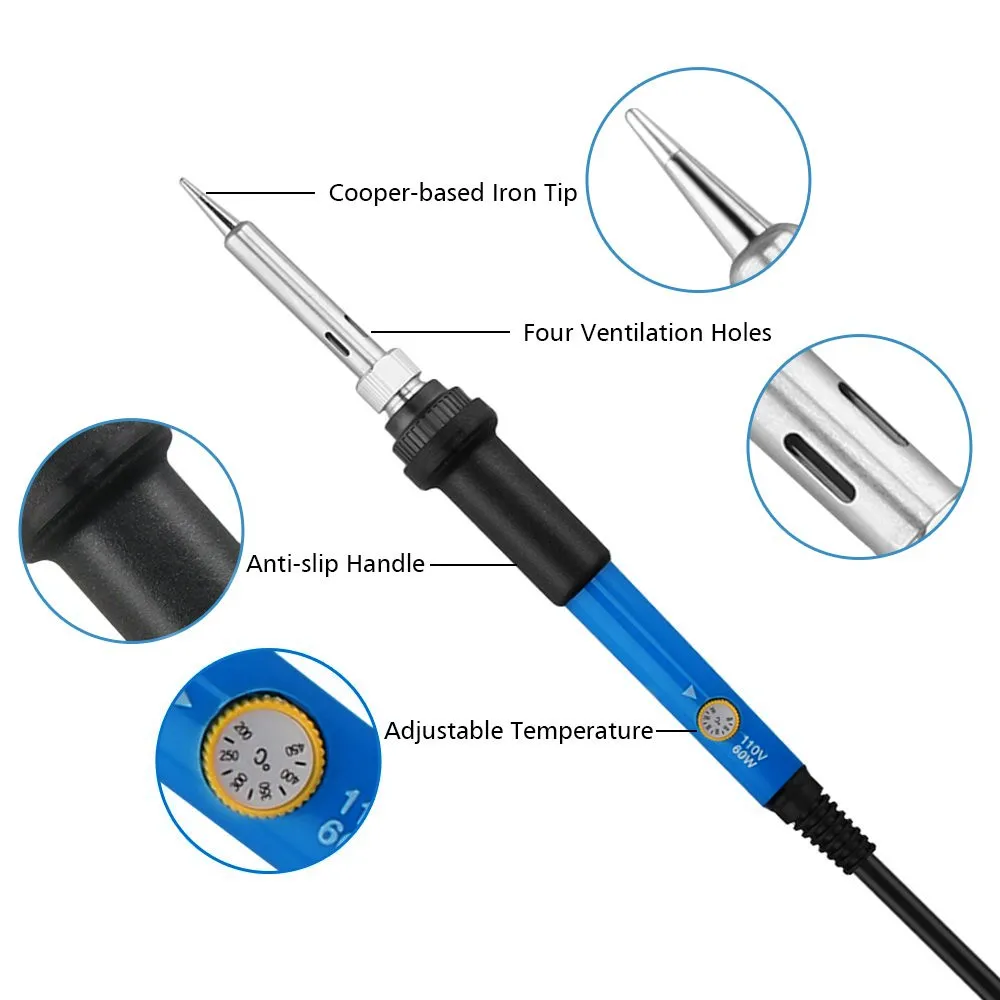 60 Вт Электрический паяльник набор температурный Регулируемый сварочный ремонтный инструмент сварочная наладочная станция для пайки