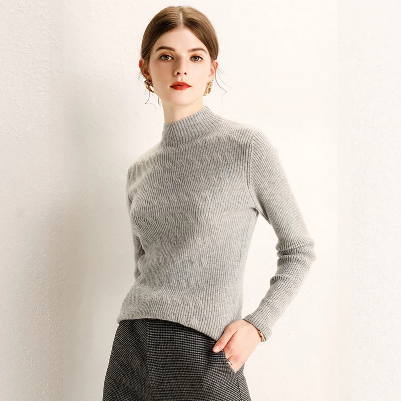 2019 кашемировый свитер женский свитер и пуловеры женский круглый вырез сплошной цвет длинный рукав вязаный свитер