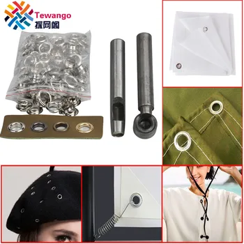 

4-20mm Metal Ring Buckle Making Tools Leathercraft DIY Hole Punch Handbags Shade Tarp Grommet Manual Mold +100 Metal Eyelets