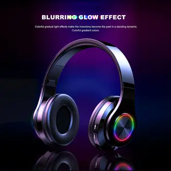 

T6 Colorful Gradient Light Headphone Noise Reduction 350 MAh Wearing Hifi Stereo Bluetooth 5.0 Wireless Foldable Gaming Headsets