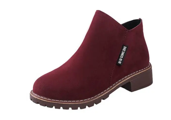 Winter boots women sneakers square heel casual shoes woman 2019 fashion side zipper solid adult women ankle boots women shoes (18)