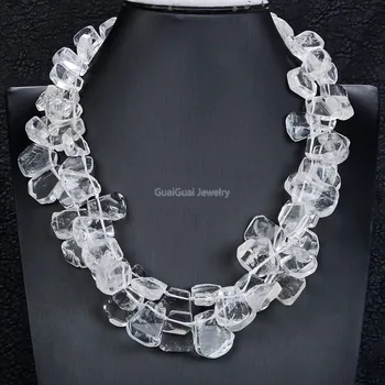 

GuaiGuai Jewelry 19"-22" 2 Strands Natural Clear White Quartz Crystal Necklace